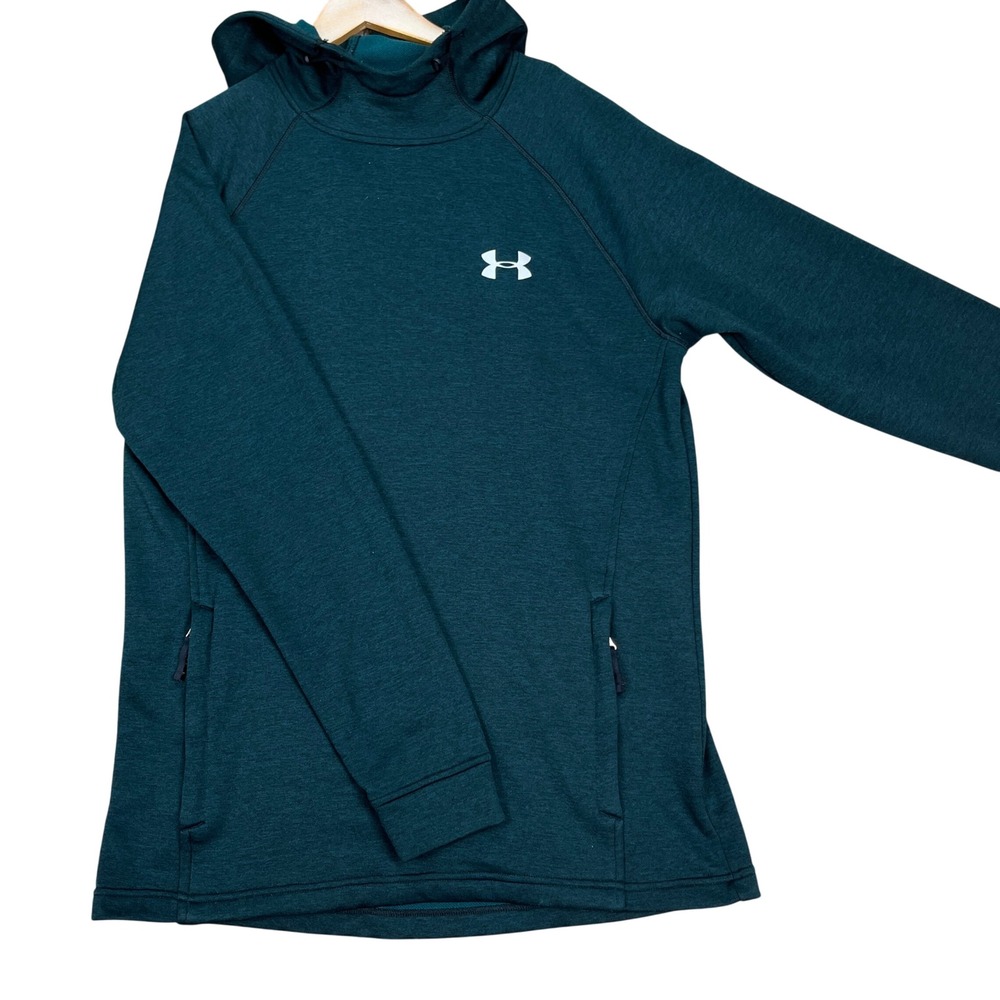 Under Armour Hoodie Mens Large Dark Teal Heathered Long Sleeve ColdGear Vent EUC